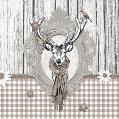 Dinnerserviette Decorated Deer Taupe