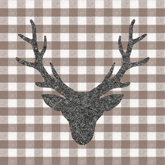 Dinnerserviette Stag Head Brown