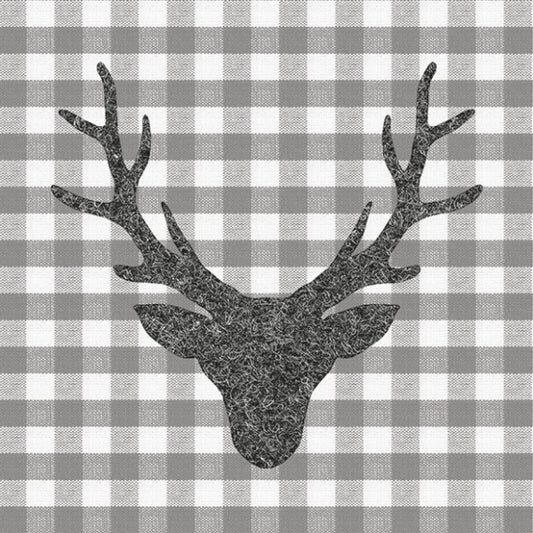 Dinnerserviette Stag Head Grey