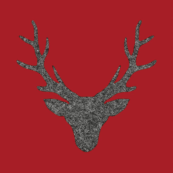 Dinnerserviette Stag Head Red